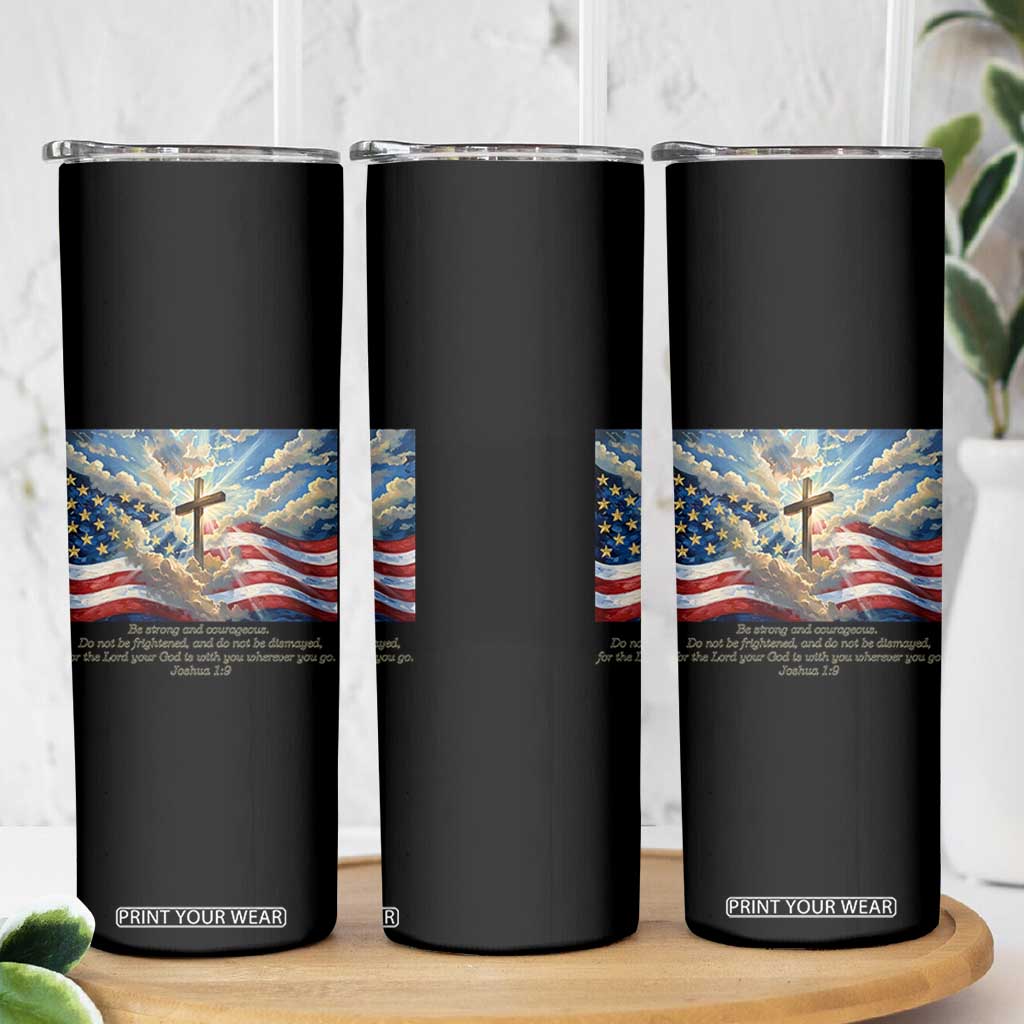 Jesus Christian Skinny Tumbler American Flag Religious Cross Bible Verse Faith Inspirational TS14 Print Your Wear