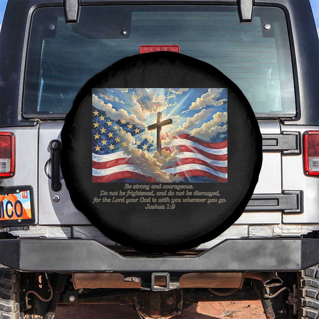 Jesus Christian Spare Tire Cover American Flag Religious Cross Bible Verse Faith Inspirational TS14 No hole Black Print Your Wear
