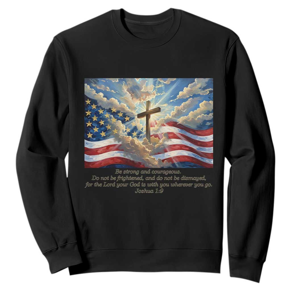 Jesus Christian Sweatshirt American Flag Religious Cross Bible Verse Faith Inspirational TS14 Black Print Your Wear