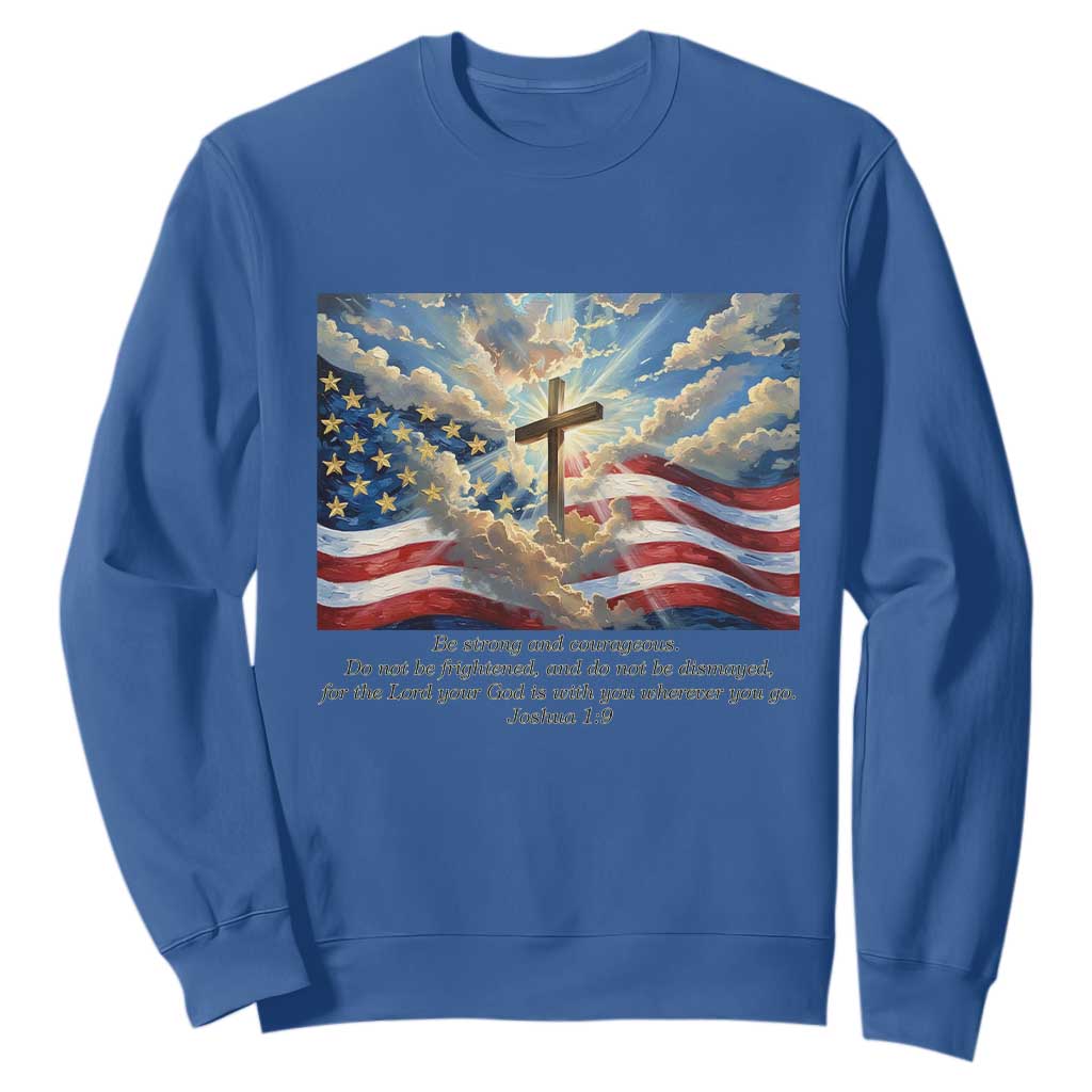 Jesus Christian Sweatshirt American Flag Religious Cross Bible Verse Faith Inspirational TS14 Royal Blue Print Your Wear