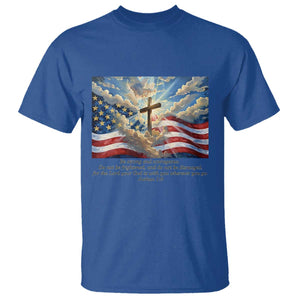 Jesus Christian T Shirt American Flag Religious Cross Bible Verse Faith Inspirational TS14 Royal Blue Print Your Wear