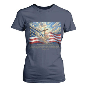 Jesus Christian T Shirt For Women American Flag Religious Cross Bible Verse Faith Inspirational TS14 Navy Print Your Wear
