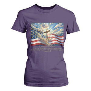 Jesus Christian T Shirt For Women American Flag Religious Cross Bible Verse Faith Inspirational TS14 Purple Print Your Wear