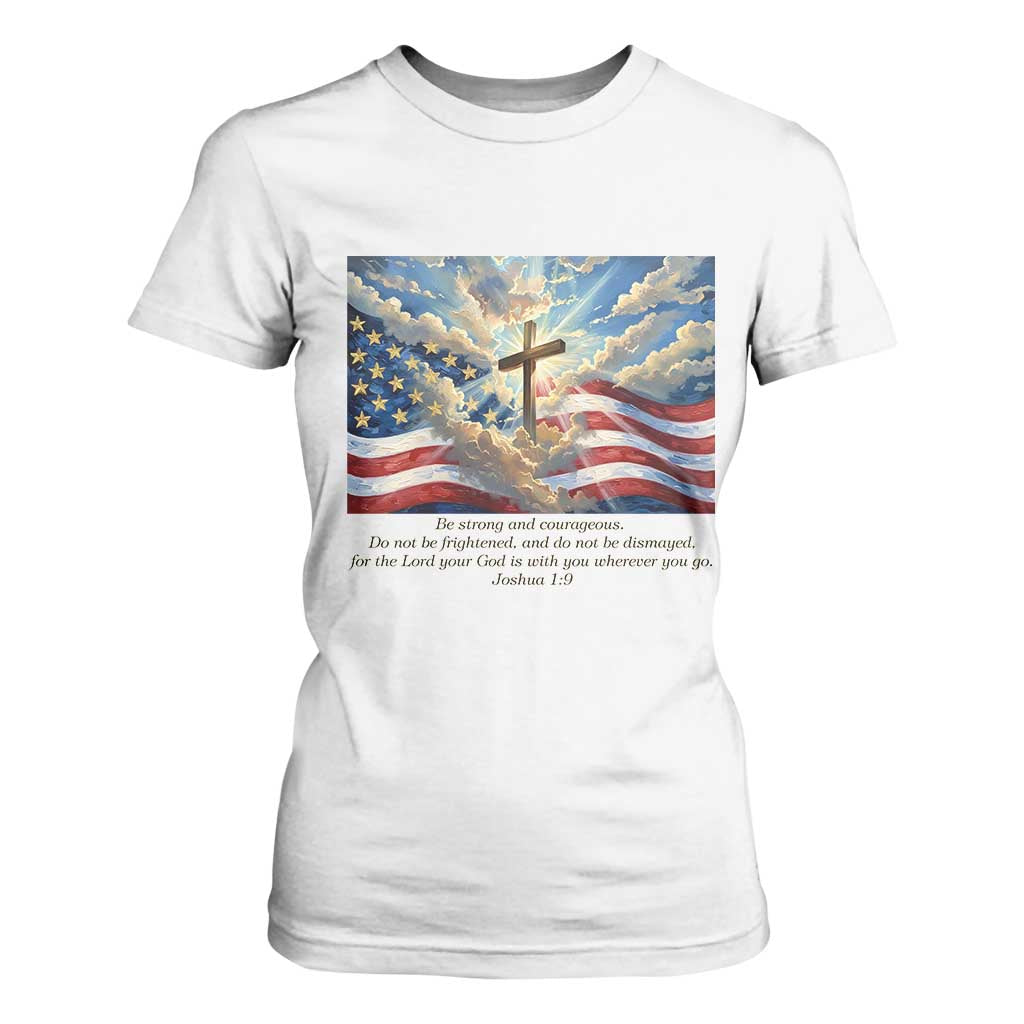 Jesus Christian T Shirt For Women American Flag Religious Cross Bible Verse Faith Inspirational TS14 White Print Your Wear