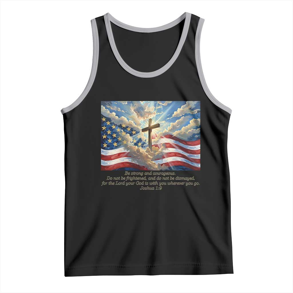 Jesus Christian Tank Top American Flag Religious Cross Bible Verse Faith Inspirational TS14 Black Athletic Heather Print Your Wear