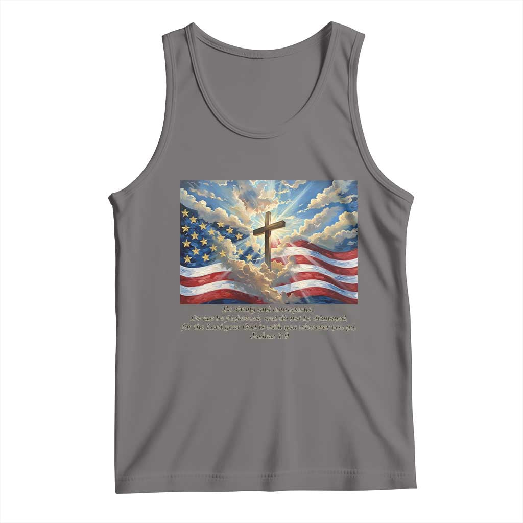 Jesus Christian Tank Top American Flag Religious Cross Bible Verse Faith Inspirational TS14 Deep Heather Print Your Wear