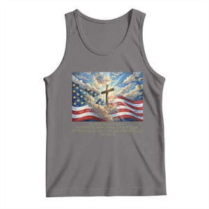 Jesus Christian Tank Top American Flag Religious Cross Bible Verse Faith Inspirational TS14 Deep Heather Print Your Wear