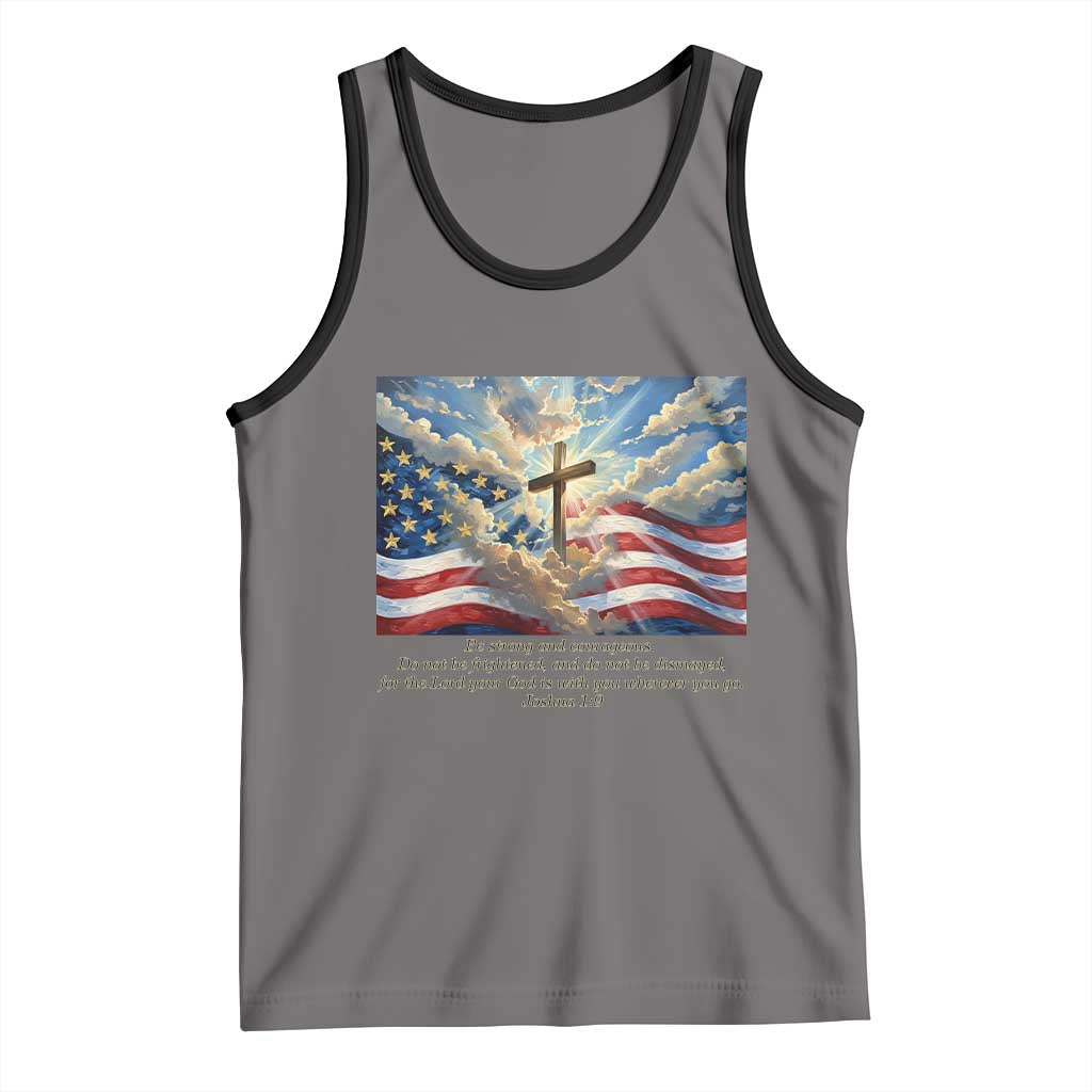 Jesus Christian Tank Top American Flag Religious Cross Bible Verse Faith Inspirational TS14 Deep Heather Black Print Your Wear