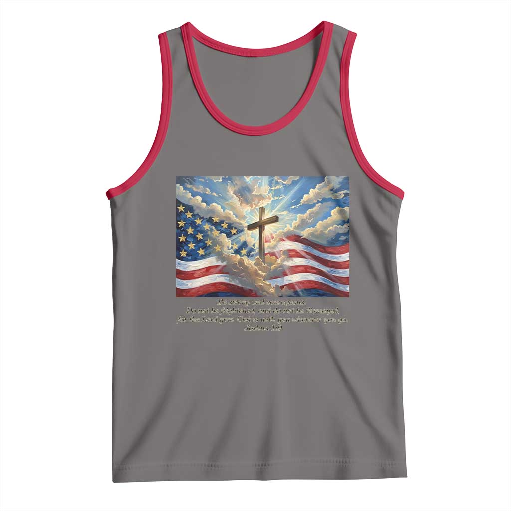 Jesus Christian Tank Top American Flag Religious Cross Bible Verse Faith Inspirational TS14 Deep Heather Red Print Your Wear