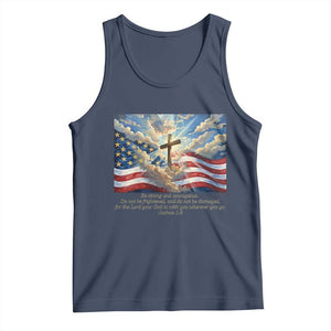 Jesus Christian Tank Top American Flag Religious Cross Bible Verse Faith Inspirational TS14 Navy Print Your Wear