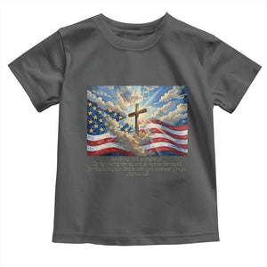 Jesus Christian Toddler T Shirt American Flag Religious Cross Bible Verse Faith Inspirational TS14 Dark Heather Print Your Wear