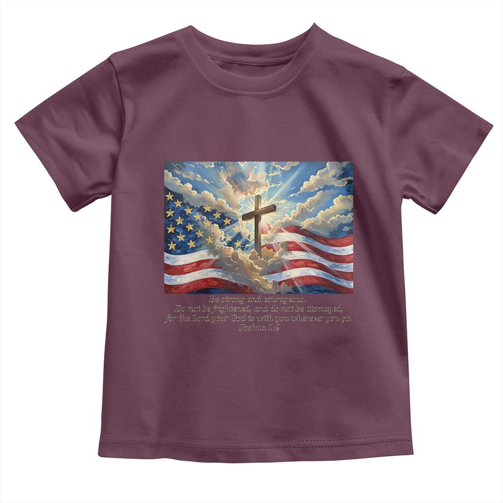 Jesus Christian Toddler T Shirt American Flag Religious Cross Bible Verse Faith Inspirational TS14 Maroon Print Your Wear