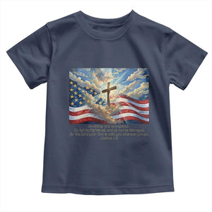 Jesus Christian Toddler T Shirt American Flag Religious Cross Bible Verse Faith Inspirational TS14 Navy Print Your Wear