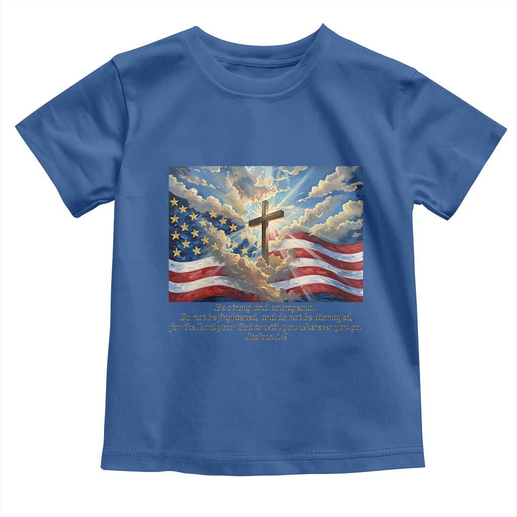 Jesus Christian Toddler T Shirt American Flag Religious Cross Bible Verse Faith Inspirational TS14 Royal Blue Print Your Wear