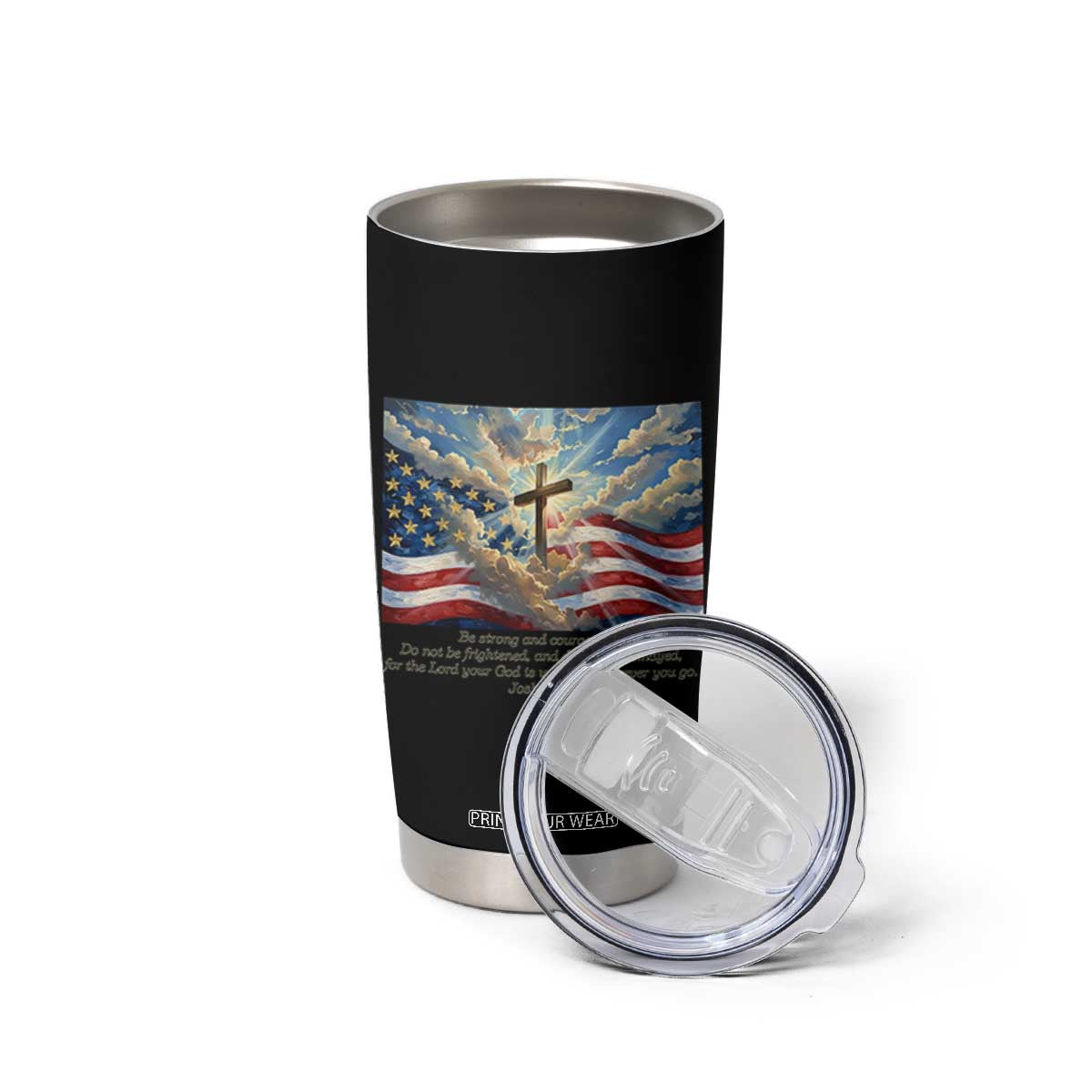 Jesus Christian Tumbler Cup American Flag Religious Cross Bible Verse Faith Inspirational TS14 Print Your Wear