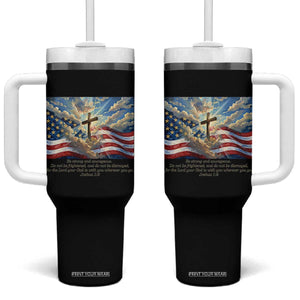 Jesus Christian Tumbler With Handle American Flag Religious Cross Bible Verse Faith Inspirational TS14 One Size: 40 oz Black Print Your Wear