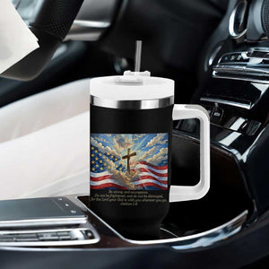 Jesus Christian Tumbler With Handle American Flag Religious Cross Bible Verse Faith Inspirational TS14 Print Your Wear