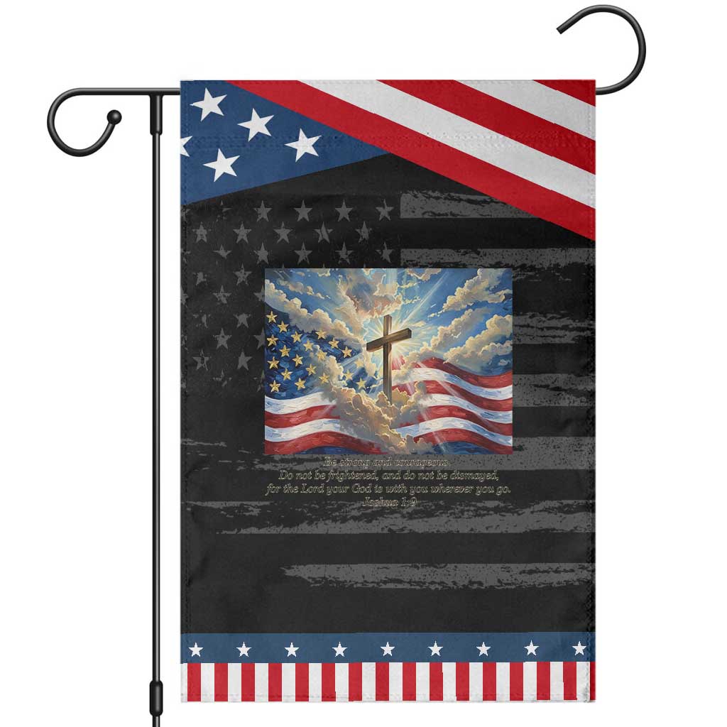 Jesus Christian Garden Flag American Flag Religious Cross Bible Verse Faith Inspirational TS14 Distressed Black Blue Print Your Wear