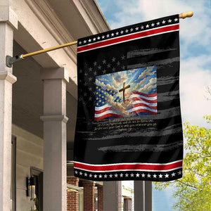 Jesus Christian Garden Flag American Flag Religious Cross Bible Verse Faith Inspirational TS14 Distressed Black Red Print Your Wear