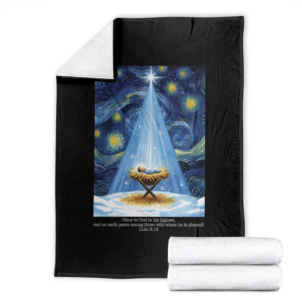 Christian Christmas Throw Blanket Nativity Scene Jeus Baby Starry Night Xmas TS14 Black Print Your Wear
