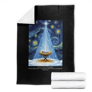 Christian Christmas Throw Blanket Nativity Scene Jeus Baby Starry Night Xmas TS14 Black Print Your Wear