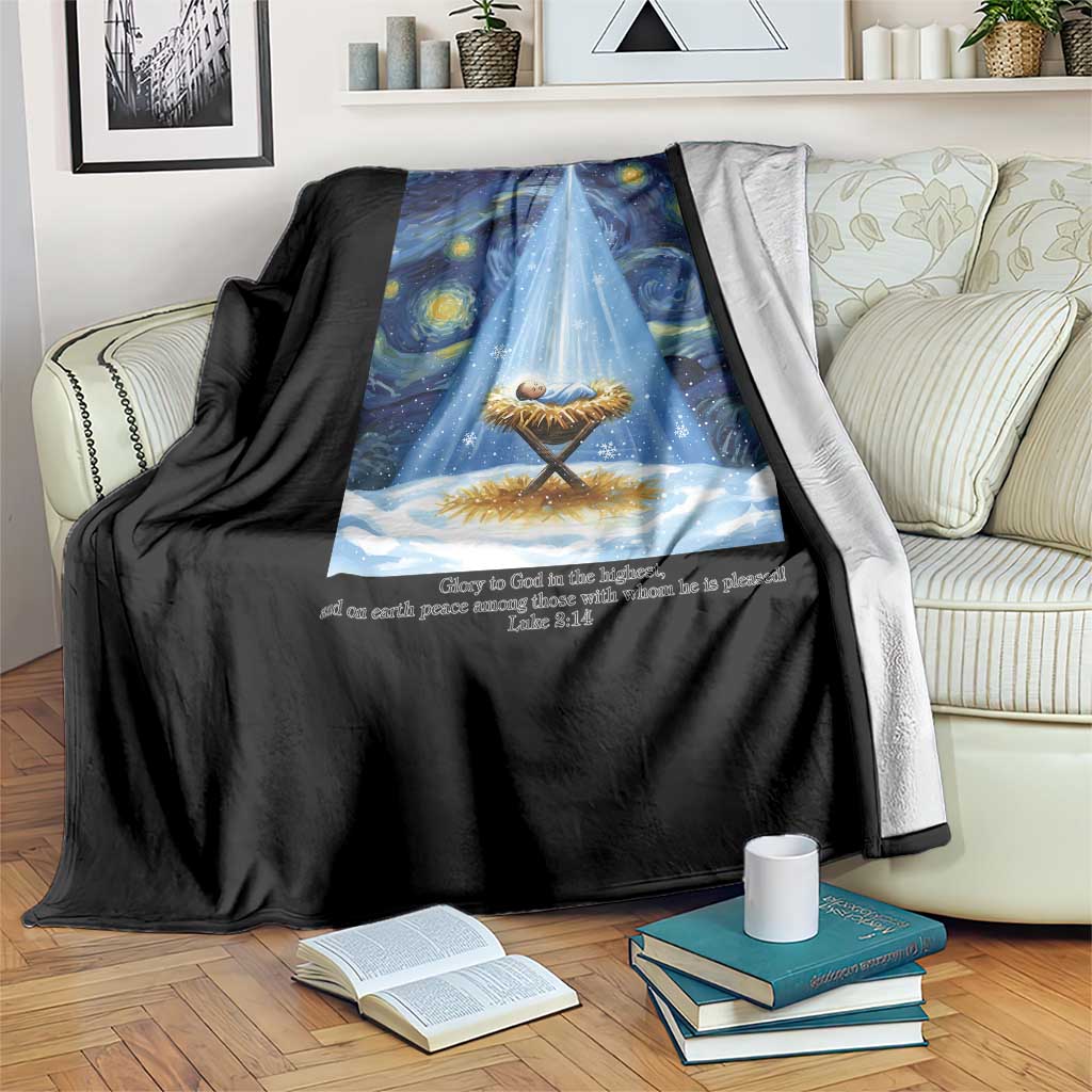 Christian Christmas Throw Blanket Nativity Scene Jeus Baby Starry Night Xmas TS14 Print Your Wear