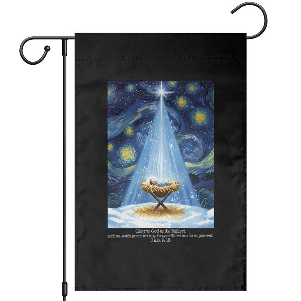 Christian Christmas Garden Flag Nativity Scene Jeus Baby Starry Night Xmas TS14 Black Print Your Wear