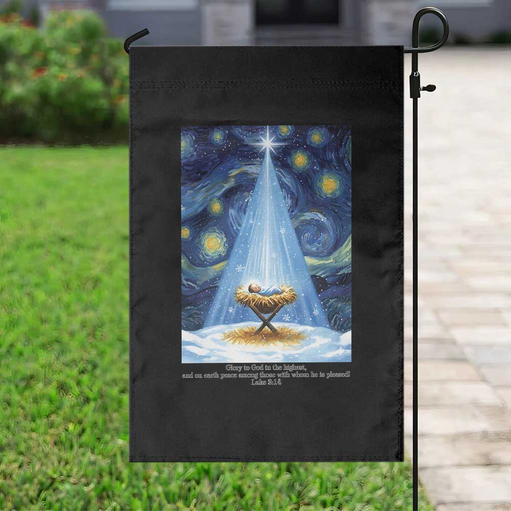 Christian Christmas Garden Flag Nativity Scene Jeus Baby Starry Night Xmas TS14 Print Your Wear
