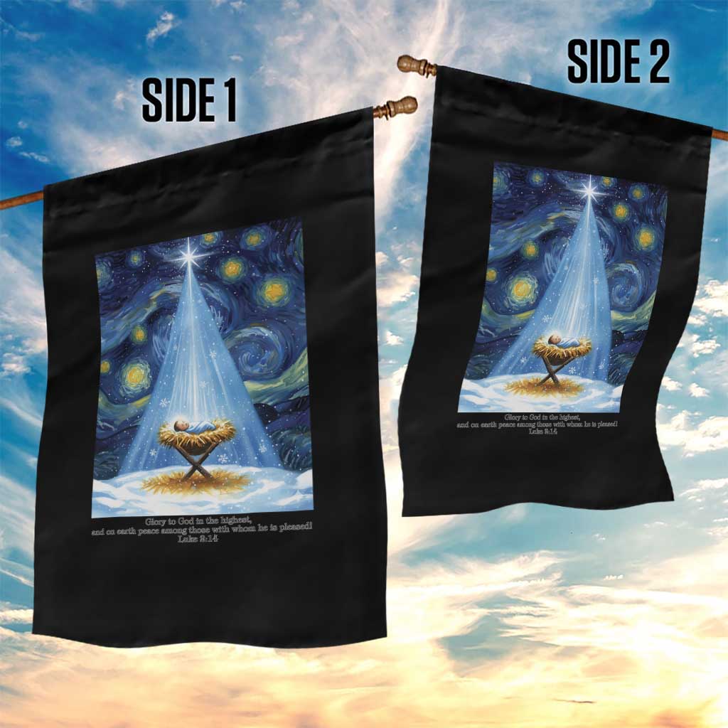 Christian Christmas Garden Flag Nativity Scene Jeus Baby Starry Night Xmas TS14 Print Your Wear