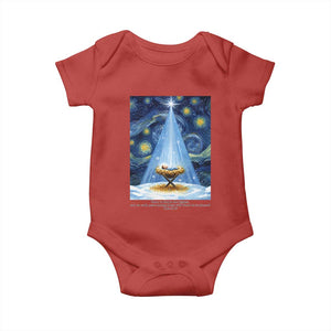 Christian Christmas Baby Onesie Nativity Scene Jeus Baby Starry Night Xmas TS14 Red Print Your Wear