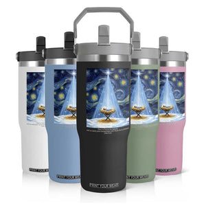 Christian Christmas Flip Straw Tumbler Nativity Scene Jeus Baby Starry Night Xmas TS14 Print Your Wear