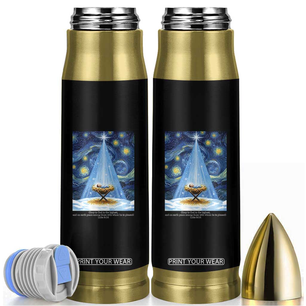 Christian Christmas Bullet Tumbler Nativity Scene Jeus Baby Starry Night Xmas TS14 Black Print Your Wear