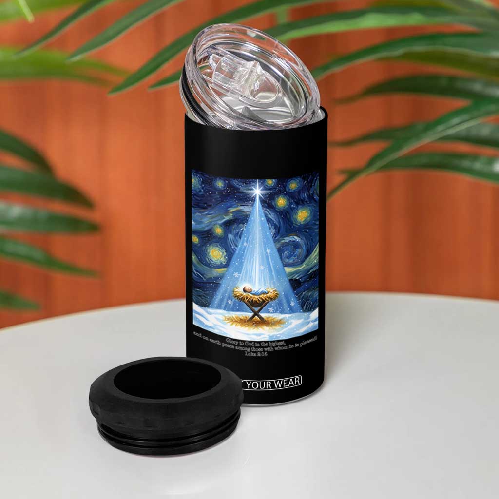 Christian Christmas 4 in 1 Can Cooler Tumbler Nativity Scene Jeus Baby Starry Night Xmas TS14 Print Your Wear
