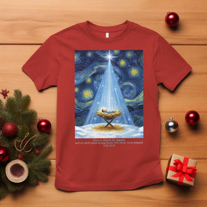 Christian Christmas T Shirt Nativity Scene Jeus Baby Starry Night Xmas TS14 Red Print Your Wear