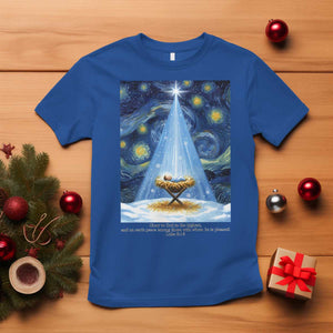 Christian Christmas T Shirt Nativity Scene Jeus Baby Starry Night Xmas TS14 Royal Blue Print Your Wear
