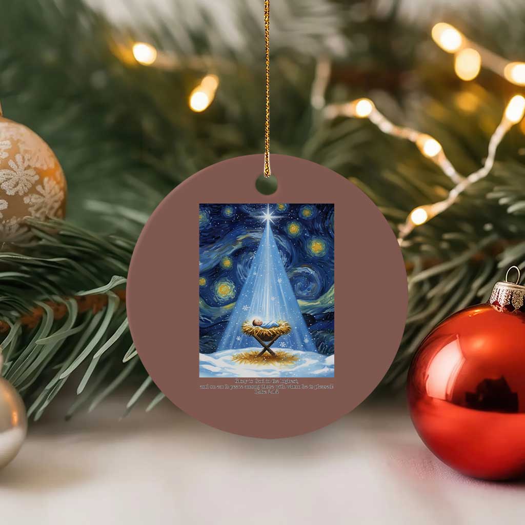 Christian Xmas Ceramic Ornament Nativity Scene Jeus Baby Starry Night Xmas TS14 1pc Mocha Print Your Wear