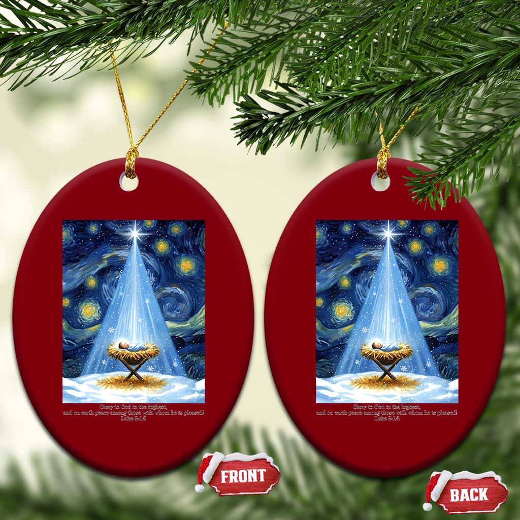 Christian Xmas Ceramic Ornament Nativity Scene Jeus Baby Starry Night Xmas TS14 Print Your Wear