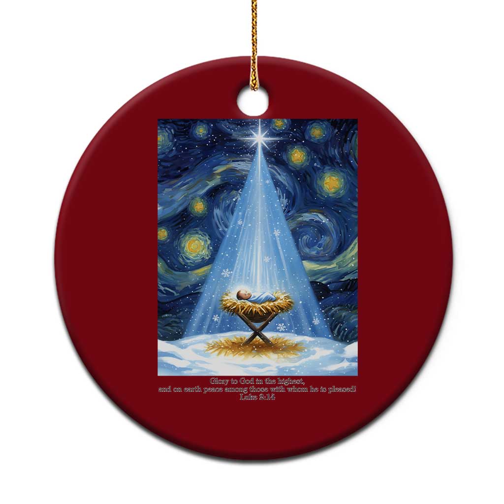 Christian Xmas Ceramic Ornament Nativity Scene Jeus Baby Starry Night Xmas TS14 1pc Red Print Your Wear
