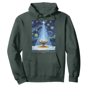 Christian Christmas Hoodie Nativity Scene Jeus Baby Starry Night Xmas TS14 Dark Forest Green Print Your Wear