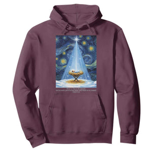 Christian Christmas Hoodie Nativity Scene Jeus Baby Starry Night Xmas TS14 Maroon Print Your Wear