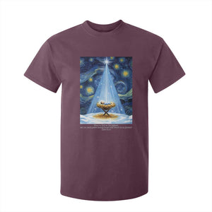 Christian Christmas T Shirt For Kid Nativity Scene Jeus Baby Starry Night Xmas TS14 Maroon Print Your Wear
