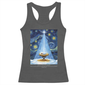 Christian Christmas Racerback Tank Top Nativity Scene Jeus Baby Starry Night Xmas TS14 Dark Heather Print Your Wear