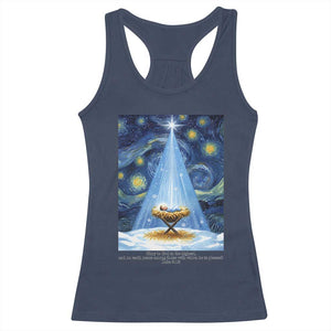 Christian Christmas Racerback Tank Top Nativity Scene Jeus Baby Starry Night Xmas TS14 Navy Print Your Wear