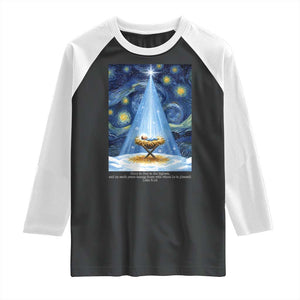 Christian Christmas Raglan Shirt Nativity Scene Jeus Baby Starry Night Xmas TS14 Black White Print Your Wear