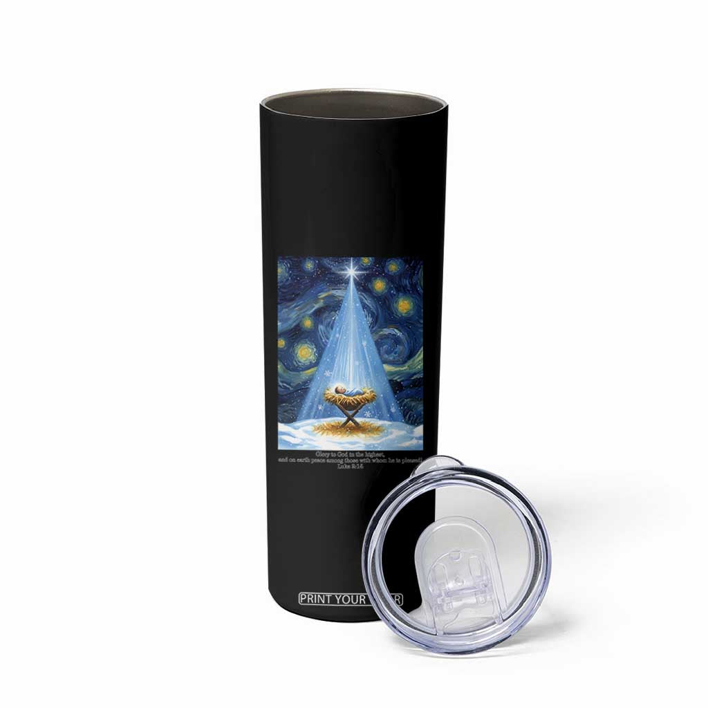 Christian Christmas Skinny Tumbler Nativity Scene Jeus Baby Starry Night Xmas TS14 Print Your Wear