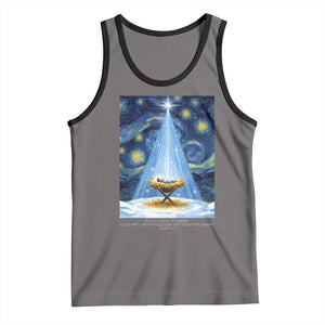 Christian Christmas Tank Top Nativity Scene Jeus Baby Starry Night Xmas TS14 Deep Heather Black Print Your Wear