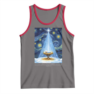 Christian Christmas Tank Top Nativity Scene Jeus Baby Starry Night Xmas TS14 Deep Heather Red Print Your Wear