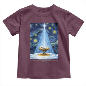 Christian Christmas Toddler T Shirt Nativity Scene Jeus Baby Starry Night Xmas TS14 Maroon Print Your Wear