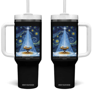 Christian Christmas Tumbler With Handle Nativity Scene Jeus Baby Starry Night Xmas TS14 One Size: 40 oz Black Print Your Wear