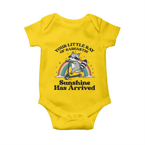 Funny Raccoon Rainbow Baby Onesie Your Little Ray Of Sarcastic Sunshine Has Arrived TS14 Daisy Print Your Wear